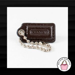 1.5" Small COACH BROWN PATENT LEATHER KEY FOB CHARM KEYCHAIN HANG TAG WRISTLET